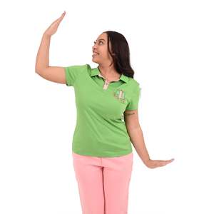 Polo Verde de Corte Regular para Mujer, 100% Algodón, Manga Corta de Verano, Bordado Chenille, Logotipo Personalizado, AKA 1908 - Product Image 5