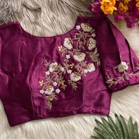Chemisier Saree en soie pour femmes de haute qualité Broderie de fil artisanale Style traditionnel Prêt-à-porter pour les fêtes de festival indiennes
