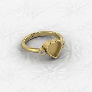 แหวนเงิน925ทรงหัวใจสีเงินขนาด8x8มม. แหวนที่ตั้งแบบกึ่งเปล่าขี้เถ้าพลอยเรซินอุปกรณ์ขายส่ง - Product Image 5