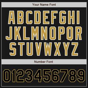 Custom <b>Black</b> Old Gold-White Bomber Varsity Letterman Two Tone Zipper Jacket Windbreaker Streetwear Vintage Men's Varsity Jacket - Product Image 3