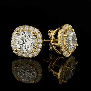 SHREERAJ SOLITAIRE IGI Certified 2 Carat VVS1 Lab Grown Diamond <b>Earrings</b> Sterling Silver <b>Halo</b> Stud Design Perfect Party Wear - Product Image 1