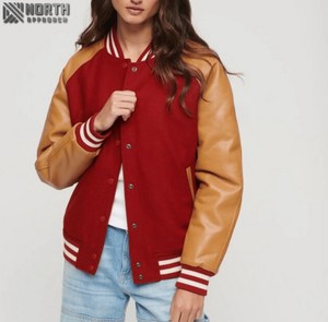 Winter Fall High Quality Women Letterman Varsity Jackets Winter Long Sleeves <b>Coats</b> Leather Bomber Custom Varsity Jacket Ladies - Product Image 2
