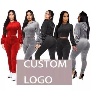 Survêtement en velours avec Logo brodé pour femme, ensemble de 2 pièces - Product Image 2