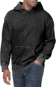 Plain Solid Hoodie Hombres Oversized Cotton Fleece Street Style Acid Wash Hoodie Cómoda sudadera suelta - Product Image 6