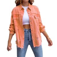 2024 haute qualité gris Denim femmes veste nouveau Design dames haut vente en gros pas cher jean veste Oem femmes Denim jean