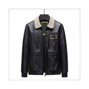 OEM chaqueta de cuero de vaca de alta calidad personalizada para hombre con piel de fax Lona de invierno al por mayor - Product Image 1