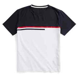 T-shirt en coton à col en V et manches courtes personnalisé pour homme, streetwear léger, impression de logo, toutes les couleurs - Product Image 4