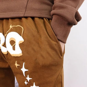 Pantalon de jogging pour homme avec logo personnalisé, coupe évasée, délavé, style streetwear, jambe large, taille mi-haute, en tissu épais, vente en gros - Product Image 3