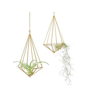 Pot de sol géométrique en fer galvanisé avec chaîne pour plantes - Product Image 6