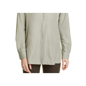 Tunica da donna in misto seta con collo a V di Vince, colore verde muschio, taglia XS - Product Image 3