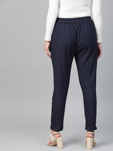 Pantalones Casuales de Algodón para Mujer, Corte Regular, Color Azul, Cómodos para Uso Diario, Ideales para Oficina y Viajes - Product Image 2