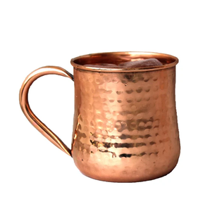 Taza de cobre Diseño de cuero hecho a mano Mango Drinkware Capacidad de 450 Ml Taza de mula de Moscú de cobre martillado - Product Image 2