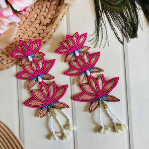 Boucles d'oreilles en perles faites à la main, boucles d'oreilles multi-perles personnalisées, bijoux de fête pour femmes au meilleur prix, boucles d'oreilles en perles - Product Image 3