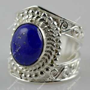 Handmade 925 Sterling Silver Lapis Lazuli <b>Ring</b> September Birthstone Gift with Natural Blue Gemstone Inlay <b>Statement</b> Jewelry - Product Image 5