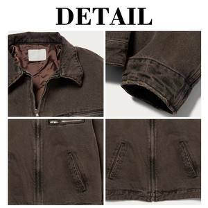 Veste universitaire décontractée en toile de coton pour homme, de qualité supérieure, teinte unie, col rabattu, imperméable, respirante, fermeture éclair - Product Image 5