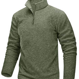 Color sólido secado rápido nuevo diseño de moda de algodón de talla grande nuevo estilo verano manga larga cuarto cremallera polos hombres - Product Image 6