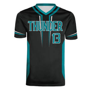 Sublimation de teinture complète personnalisée imprimé respirant pour hommes Baseball col en V Jersey Sportswear - Product Image 4