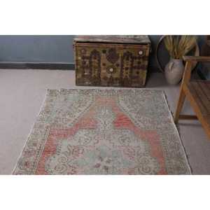 Turkish Rug, Area 4.2x7.7 ft Vintage Rug, <b>Red</b> Polka dot <b>Wool</b> Rug - Product Image 4