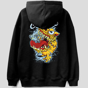 เสื้อสเวตเตอร์คอกลมคอกลมทรงหลวมมีฮู้ดพิมพ์ลายด้านหน้าสำหรับฤดูหนาวผ้าคอตตอนขนาดใหญ่ - Product Image 4