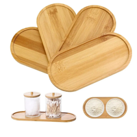 Plateau de service et de rangement ovale en bambou avec support pour bouteille d'huile, à un seul niveau, durable