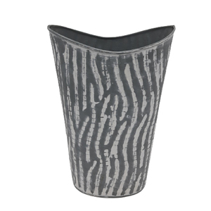 Maceta ovalada de Metal de hierro de aspecto único gris con diseño elegante antiguo blanco decoración sostenible para interiores y exteriores para el hogar y el jardín - Product Image 1