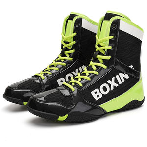 Botas de Boxeo Duraderas y Ligeras con Cuello Acolchado, Suela Flexible, Cierre de Cordones, Cuero/Cuero Sintético, Transpirables y Antideslizantes - Product Image 2