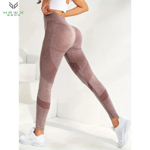 OEM Wholesale Seamless Striped Leggings for Women High Fitness Yoga Pants <b>Tights</b> Quick Drying Breathable Elastic Peach Hip <b>Slim</b> - Product Image 3