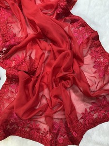 Designer indien dernier à la mode lourd Tebby rouge Organza tissu broderie Sari Blouse ethnique belle élégante exclusive Saree - Product Image 2