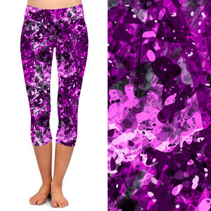 Professionnel Chine Fournisseur Femmes Peinture Splash Imprimé Capri Leggings Sublimé Beurre Doux 3/4 Longueur Leggings - Product Image 2