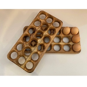 Estante de madera para huevos de pino macizo para decoración de encimera de cocina rústica y organización Interior de granja Natural - Product Image 1