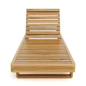 Meubles en teck, chaise longue en bois massif avec coussin - Product Image 2