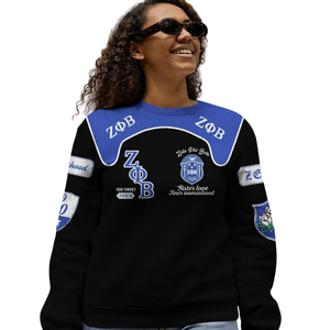 Zeta Phi Beta bleu blanc sororité pull 1920 ZPhiB tricot Chenille broderie vie grecque divine neuf vêtements Premium - Product Image 4