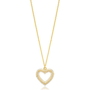 Pendentif en pierre de Zircon avec coeur creux, bijoux turcs en argent Sterling 925 faits à la main - Product Image 3