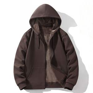 Zipper Hooded Sweatshirt Autumn Winter Fleece-lined <b>Warm</b> Composite <b>Cardigan</b> Pure Cotton Casual Men <b>Women</b> Base Solid Color Y2k - Product Image 5