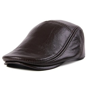 Taille personnalisée en peau de mouton véritable béret chapeau imprimé casquettes en cuir pour hommes décontracté ajusté bec de canard Boina en daim avec motif imprimé - Product Image 3