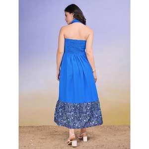 Robe longue western décontractée sans manches à col uni pour femmes - Product Image 2