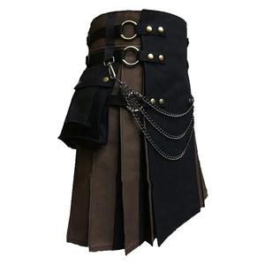 Falda escocesa de piel auténtica personalizada para hombre con bolsillo de carga, cadena desmontable, lencería ajustada con lentejuelas para discoteca, diseño ajustado para invierno - Product Image 5