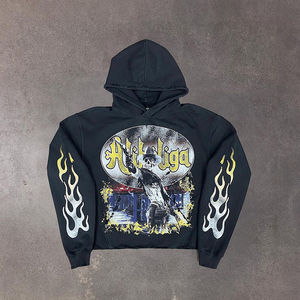 Sweats à capuche pour hommes Sweats à capuche imprimés graphiques noirs avec manches Design Streetwear Hip Hop Pull Sweat à capuche Logo personnalisé OEM - Product Image 2