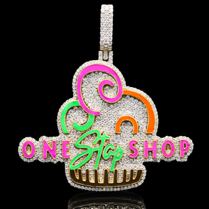 Colgante de Plata con Inicial Personalizada, Estilo Hip Hop Cristiano, con Diamantes de Imitación - Product Image 1