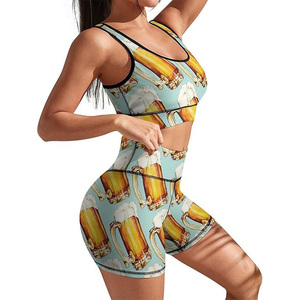 Ensemble de Yoga pour femmes, élégant, serré, pour l'été, grande taille, 2 pièces, soutien-gorge de sport pour filles, costume court, vente en gros - Product Image 6