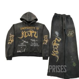 PRO ENTERPRISES Ensemble de sweats à capuche pour homme en molleton 100% coton 420g, décontracté, uni, délavé à l'acide, respirant, pour l'hiver - Product Image 3