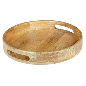 Mango Wood Unique Design Handle Wood Serving Tray Wholesale Manufacturer Customized Design Printed Wooden Serving Tray - Product Image 1