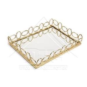 Vente en gros de plateau de miroir en aluminium fer moderne forme de parfum de Noël fini en cuivre pour décoration de bijoux - Product Image 2