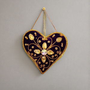 New <b>Beaded</b> <b>Fabric</b> Hanging Star Ornament Wholesale Velvet Heart Decoration for Sublimation on Christmas Tree for Apparel - Product Image 5