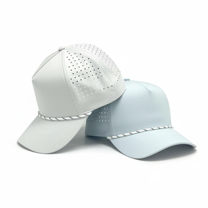 Custom Sporty 5-Panel <b>Waterproof</b> Golf <b>Hat</b> with Laser Cut Design 100% Polyester Adjustable Unisex Headwear - Product Image 2