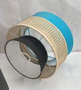 Pantalla de Lámpara de Mimbre Moderna de Lujo para Uso en Interiores, Tela de Lino de Algodón Azul y Negro, Portalámparas E27, Lámpara Colgante para Interiores Modernos - Product Image 3