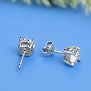 Classic Moissanite Stud <b>Earrings</b> 925 Sterling Silver VVS Lab Diamond Solitaire Sparkly Round Cut <b>Earrings</b> for Women and <b>Men</b> - Product Image 3