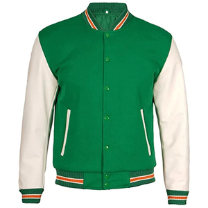 Chaqueta Varsity Verde para Hombre con Mangas Blancas y Ribete Naranja, Corte Regular, Estilo Casual para Otoño - Product Image 6