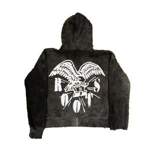 Sweat à capuche en molleton 100 % coton de haute qualité pour homme 2024, broderie effet vieilli, poche design, couleurs/logo personnalisables, service OEM, décontracté - Product Image 2