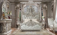 Lit Couronne Royal Moderne Blanc avec Sculpture en Bois de Teck Massif, Taille Personnalisée pour Événements, Marque DSTEXPORTS, Expédition Maritime